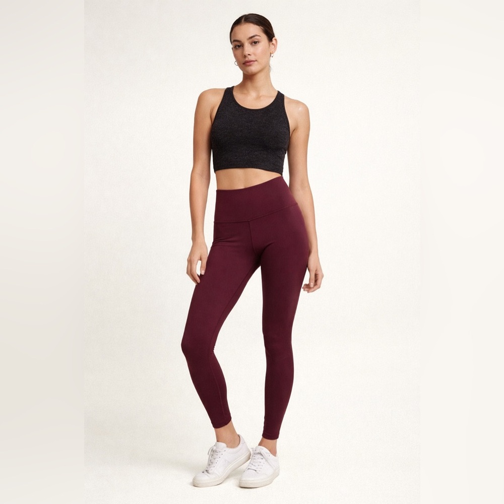 Tna Aritzia Burgundy High-Rise Leggings Size S Athleisure Yoga Pants